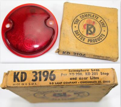 Vintage NOS K-D Lamp Co. (KD 3196) Glass Tail Light Lens with Box