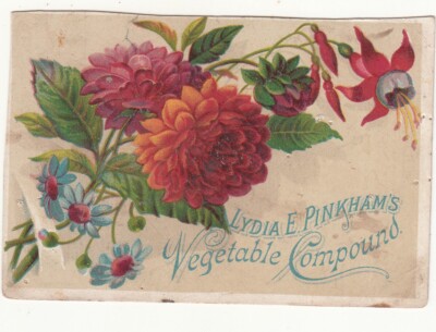 Lydia Pinkham Vegetable Compound Flowers O H Wilcox Cedarville NY Card c1880s
