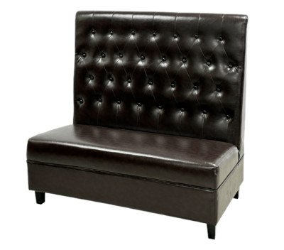 6 Piece 48''W x 24''D Button Style Fully Upholstered Booth Set, Black Brown