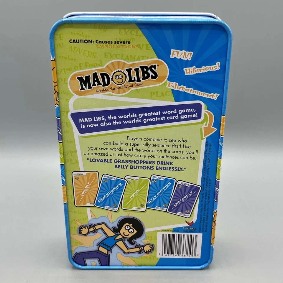 Mad Libs Juego de Cartas Coleccionista Tin El Mejor Juego de Cartas de Palabras del Mundo 2004 Foto 2 de 3