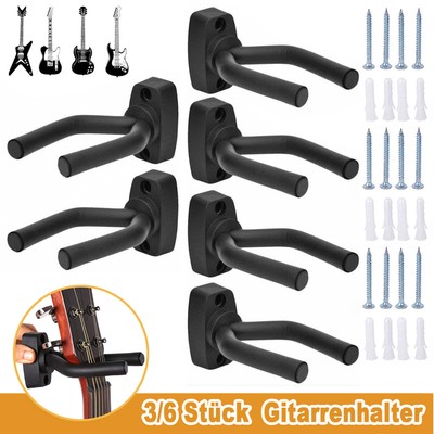 3/6x Gitarrenhalter Gitarrenwandhalter Gitarren Wandhalterung Bäss Wand Halter