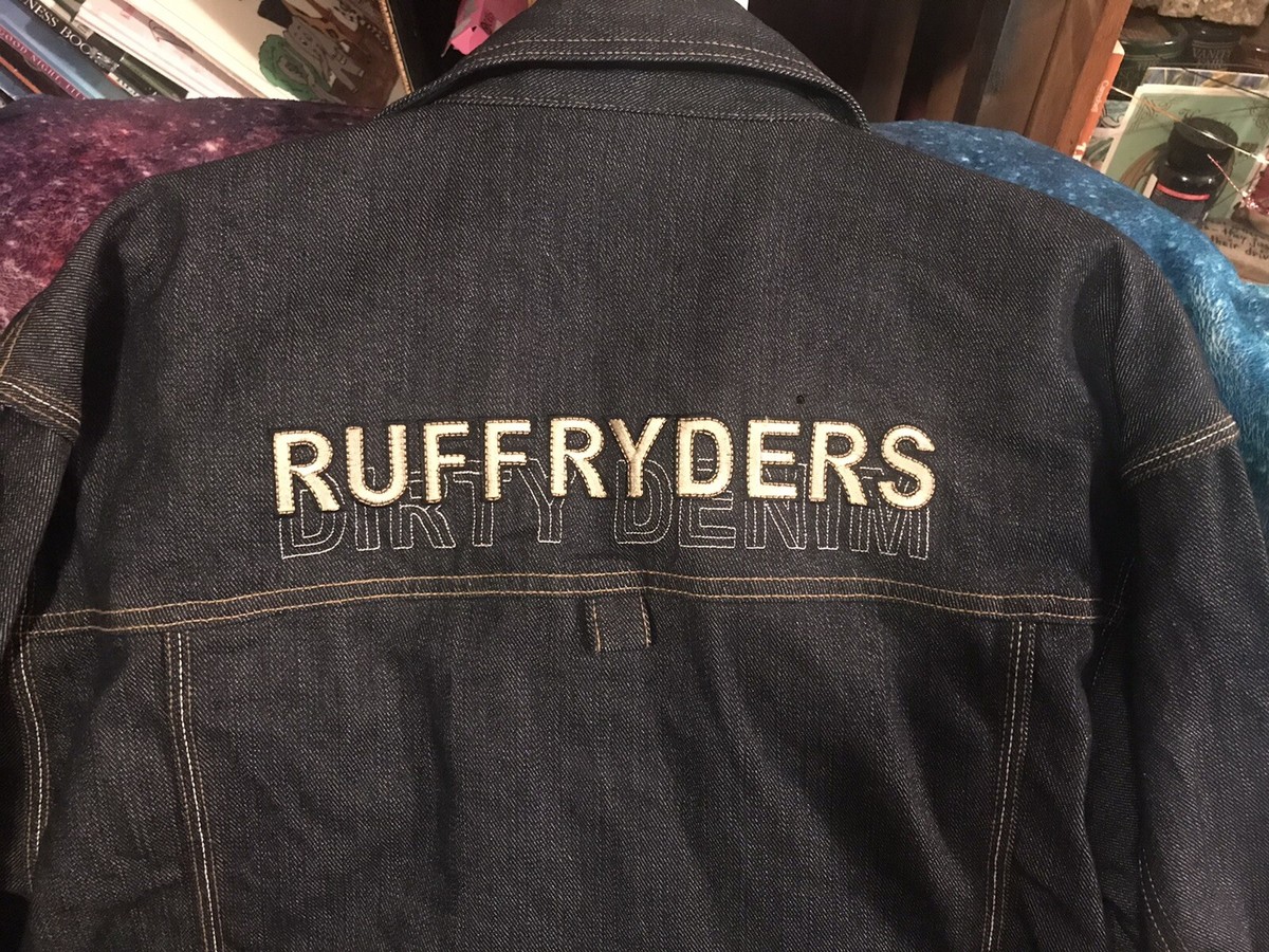 Vintage Ruff Ryders Dirty Denim Jean Jacket DMX XL RARE Dark Vintage Ruff Ryders Dirty Denim Jean Jacket DMX XL RARE Dark