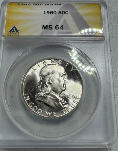 1960  Franklin US Half Dollar,   MS64 by ANACS,   a SUPERB looking coin!!!!