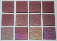 1405.31 - 12 PIECES 1"x 1" IRIDIZED LIGHT PLUM BULLSEYE 3mm THICK GLASS 90 COE