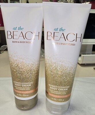 2 Bath and Body Works AT THE BEACH HYDRATION BODY CREAM FULL SIZE 24 HR MOISTURE