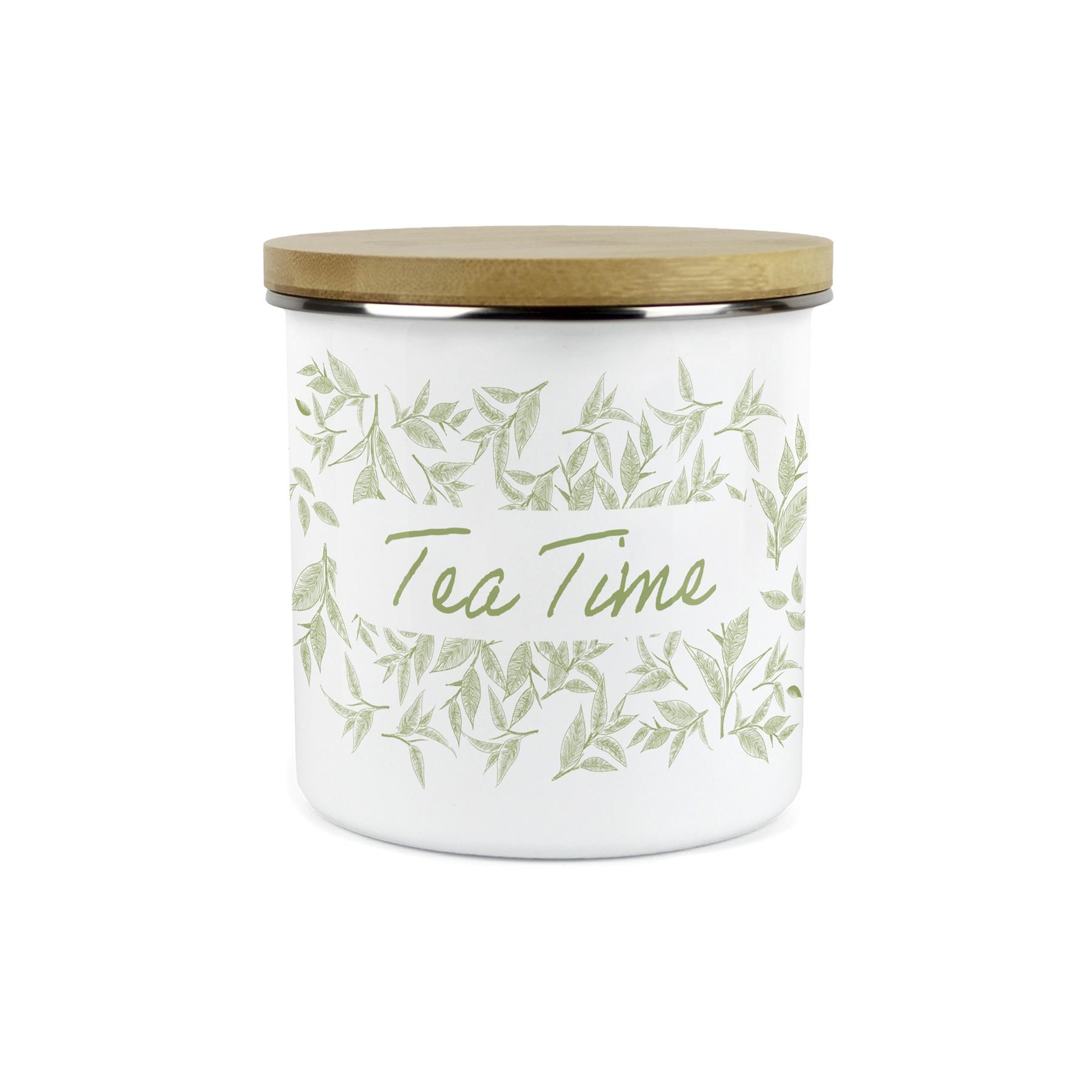 Tea Time Storage Canister - Artistic Enamel Kitchen Container Gifts