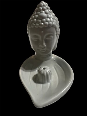 Ceramic Buddha Head~INCENSE HOLDER ~Gray Color~3 1/2x4 Inches~NEW~BUDDHA