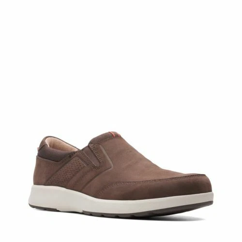 Clarks Uomo ** Un Trail Step Nabuk Marrone Comodo * SLIP ON * UK 7 5 G