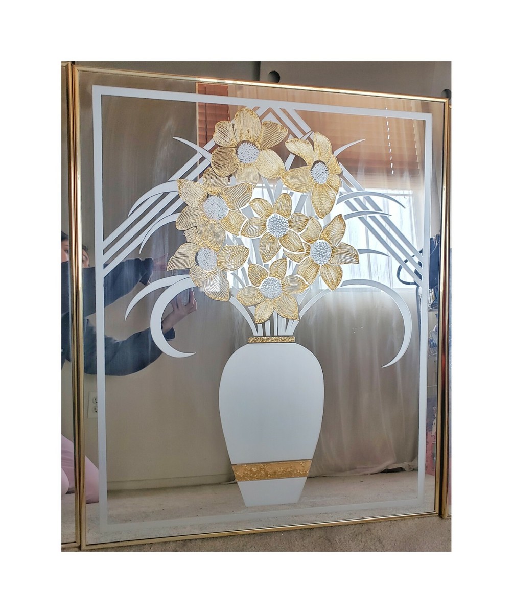 Vintage 80s etched floral Mirror set | eBay