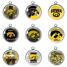 Iowa Hawkeye Glass Cabochon Charms