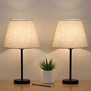 Bedside Table Lamp Small Desk Nightstand Lamps With Linen Fabric Ebay