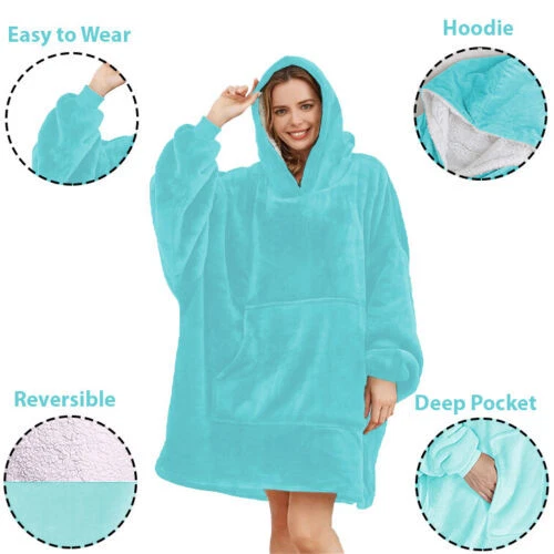 Oversized Hoodies Snuggy Hooded Blanket Super Plush Fleece Wearable Large HOodie - Picture 5 of 51