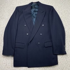 Stafford Jacket sz 42 Navy Double Breasted Pockets Notch Lapel Classic VINTAGE