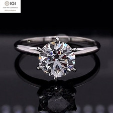 IGI 1.50Ct Round Cut F VS1 Lab Grown Diamond Engagement Ring Solid 950 Platinum