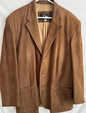 Remy Brown Leather Mens 3-Button Front Jacket Size 46 Made In The USA Casual