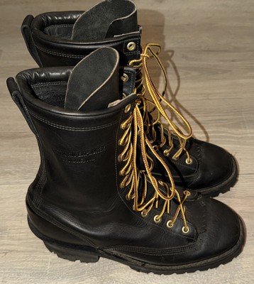 Hathorn Explorer Fire Fighter Black Leather Boots, Size 9D White main image 3