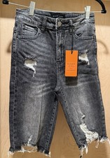 Risen LA High Rise Distressed Bermuda Shorts Small S NWT