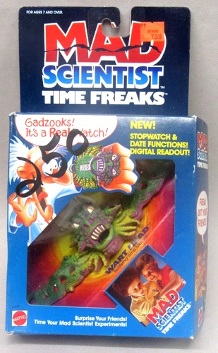 1987 WART HEAD Mattel Mad Scientist Time Freaks Watch wristwatch MINT in box