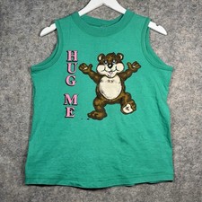 Vintage 90s Hug Me Teddy Bear Tank Top Womens Size S 19.5x23 Cute Fun Summer