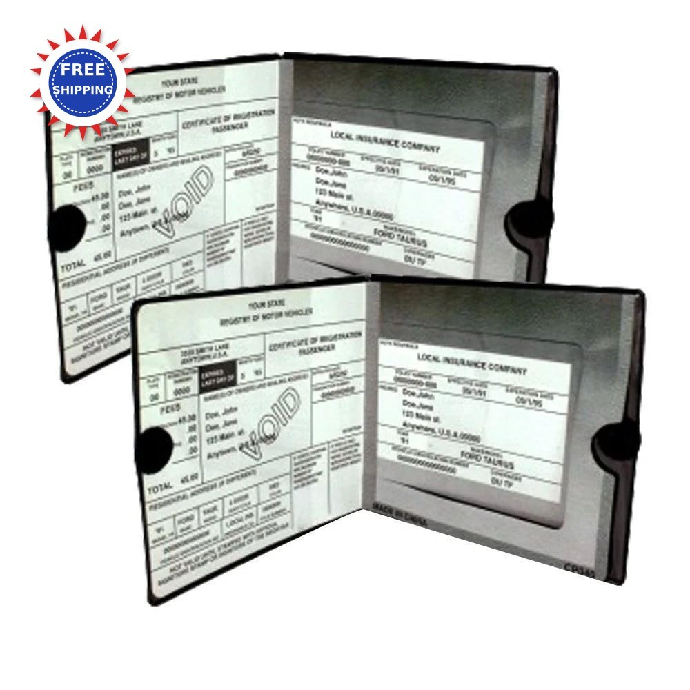 Car Auto Insurance Registration Document Holders 2 Pack Essential Black Wallet