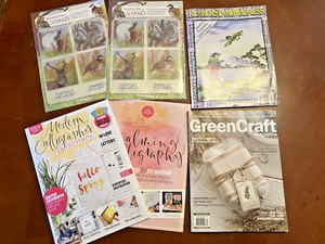Greencraft Rubber Stamp Madness Calligraphy Plus Stamping Cards Magazines Lot 12