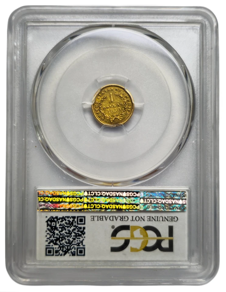 1850 US $1 One Dollar Liberty Head Dollar .900 Gold Coin Type I PM0155 - Image 4 of 4