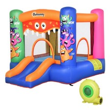 Outsunny Casa Gioco Gonfiabile Gigante per Bambini con Scivolo e Canestro