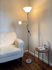 Silver Uplighter Floor Lamp with Reading Light E27 E14 Modern Father Child Style