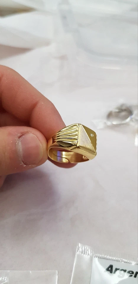 ANELLO SOLITARIO TIMBRO IN ARGENTO 925, SPEDIZIONE GRATUITA CON PIETRE - Immagine 3 di 4