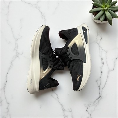 Puma Women's Softride Running Shoes Black Gold Accents Athletic Sneakers