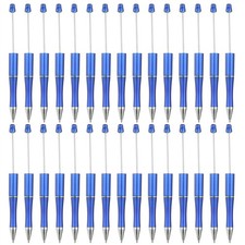 Beadable Pens, 30 Pack Black Ink Plastic Bead Pen DIY Ballpoint Pens, Blue