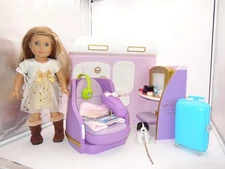 American Girl Doll Air Lines Play Set AirPlane Doll Dog Accessories Blue Suitcas