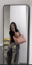 Longchamp Womens Le Pliage Original L Tote Bag Recycled Canvas Pink Tea