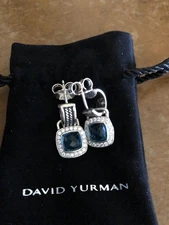 DAVID YURMAN , SS ALBION BLUE TOPAZ DIAMOND DROP EARRINGS