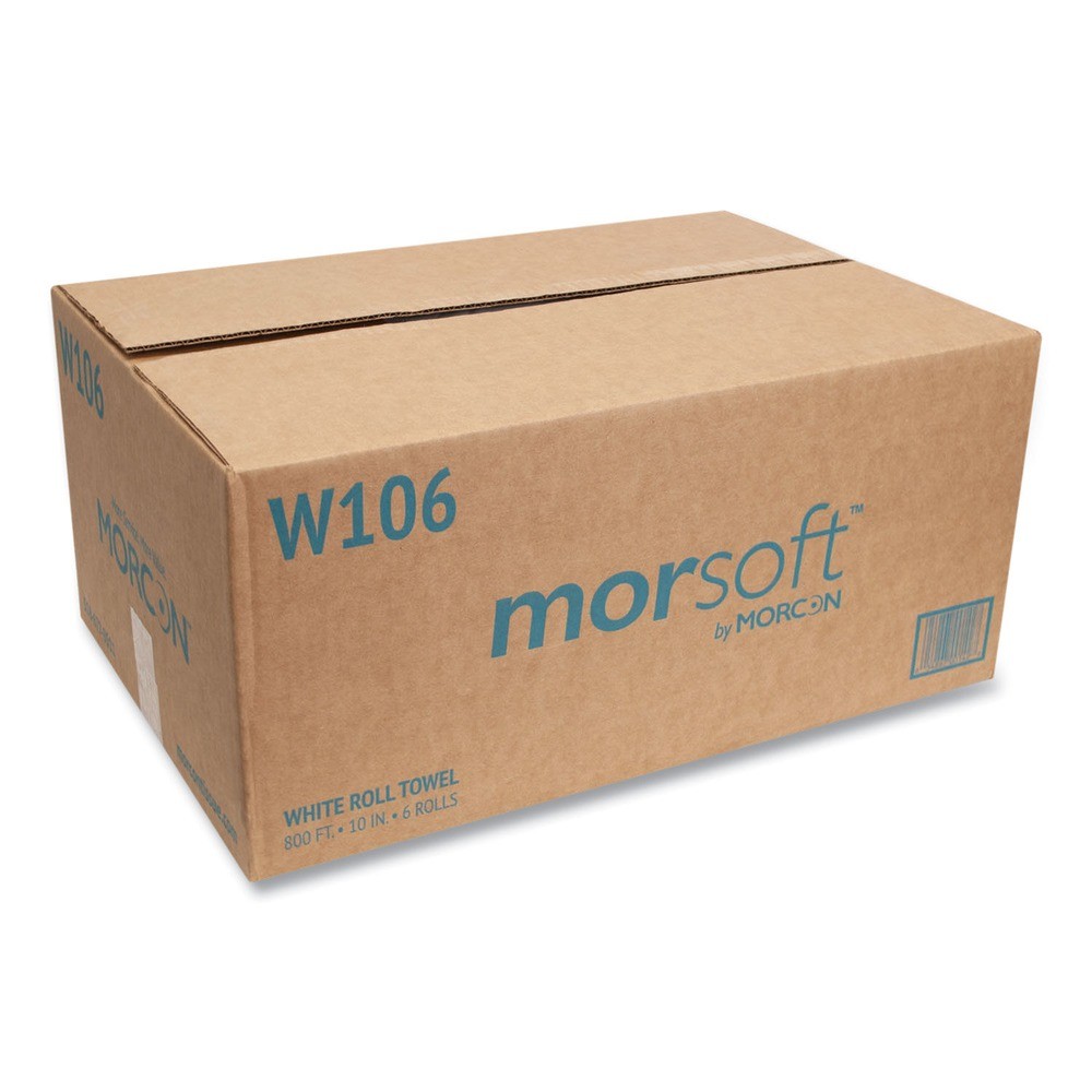 Morcon Paper W106 1-Ply 10" x 800 ft. 10" Roll Towels - White (6/Carton) New