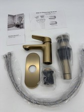 Brushed Gold Bathroom Faucet Single Handle Basin Sink with Pop Up Drain New