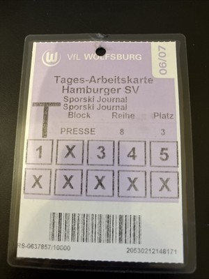 Ticket Press Pass Accreditation Akkreditierung VfL Wolfsburg Hamburger SV HSV