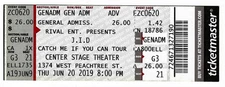 J.I.D. 6/20/19 Atlanta GA Center Stage Theater Rare Ticket! JID