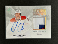 2021-22 SP Authentic Cole Caufield Future Watch Auto 3 Color Patch 22/25