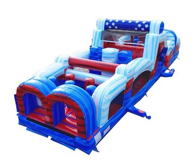 Giant Inflatable Commercial Obstacle Course 40ft Patriotic Yard Game with Blower