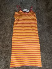 Zara Striped Multi-Color Crochet Knit Midi Sundress