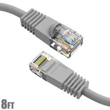 8Ft Cat5E Molded Snagless Network Lan Ethernet Internet Patch Cable Gray