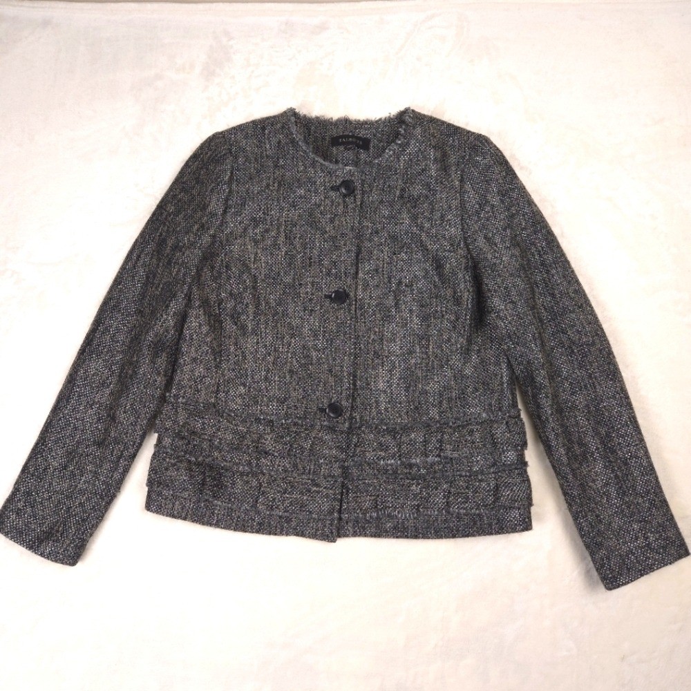 Talbots Tweed Ruffle Button Down Jacket Size 10 B… - image 1