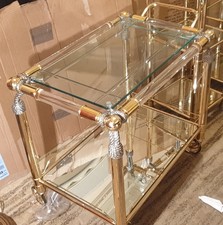 Fabulous Hollywood Regency Brass & Lucite Drinks Trolley by Curvasa Muebles 