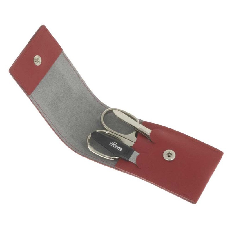 Set manucure cuir Davidts Siena rouge - Trousse de soin nomade pour vos déplacements