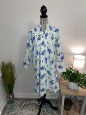 KMart 100 Cotton Blue Floral Flannel Nightgown Vintage Long Sleeve NWT S