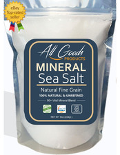 Mineral Sea Salt   Fine Grain, 8 Oz, 100 Natural, Hand-Harvested from BAJA Cali