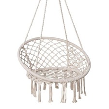 SUNCREAT Hammock Chair Macrame Swing Hanging Rope Cotton Outdoor Patio Garden