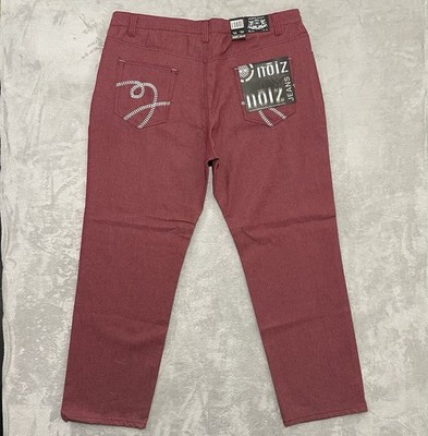 Noiz Premium Jeans Mens 44x32 Red Straight Wide Leg Cotton Denim DeadStock NWT