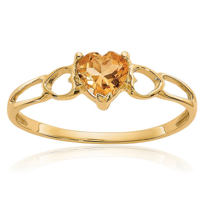 10K massiver Gelbgold 0,40 ct gelber Citrin Solitär Versprechen Ring Herzschliff,